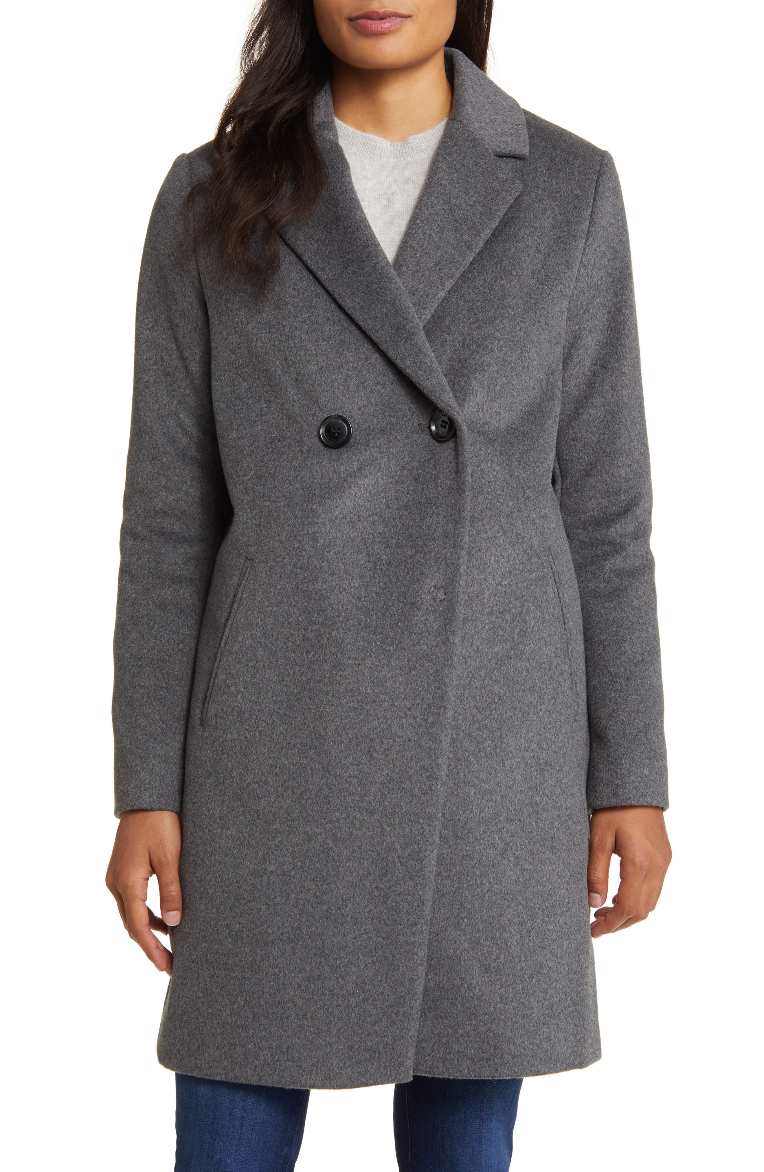 Double-breasted wool-blend coat