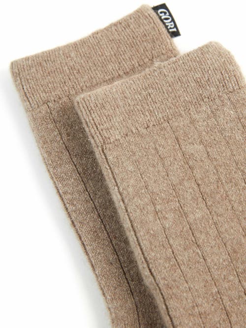 Shop Gobi Cashmere Trim Knit Bed Socks In Taupe