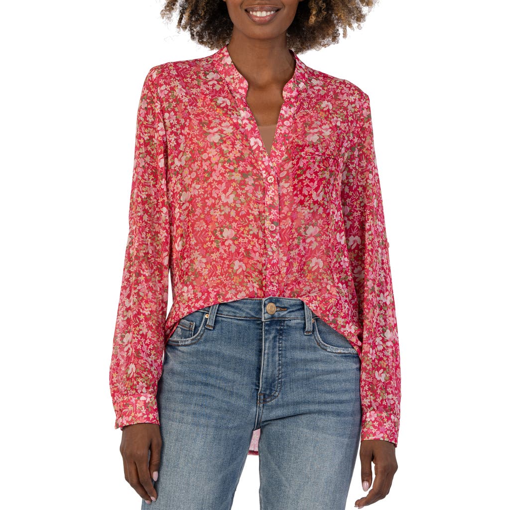 Kut From The Kloth Jasmine Chiffon Button-up Shirt In Pink