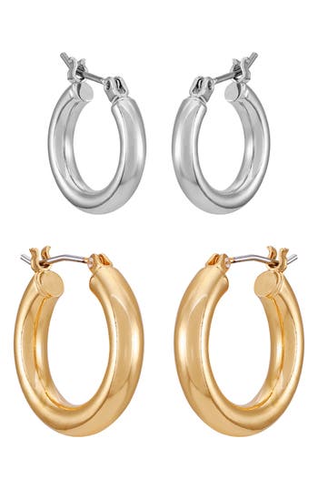 Vince Camuto Set Of Two Hoop Earrings In Two Tone