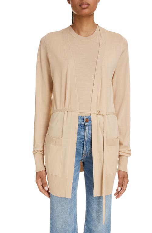 Chloé Belted Wool Cardigan in Hot Sand at Nordstrom, Size Medium