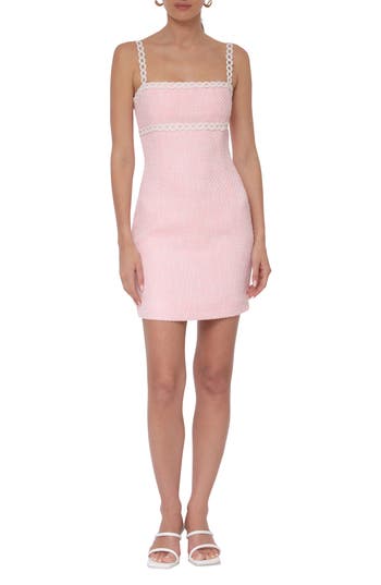 Shop Avec Les Filles Sleeveless Tweed Minidress In Pink/white