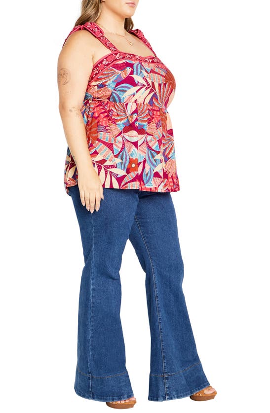 City Chic Paradiso Print Tie Strap Peplum Tank In Paridiso