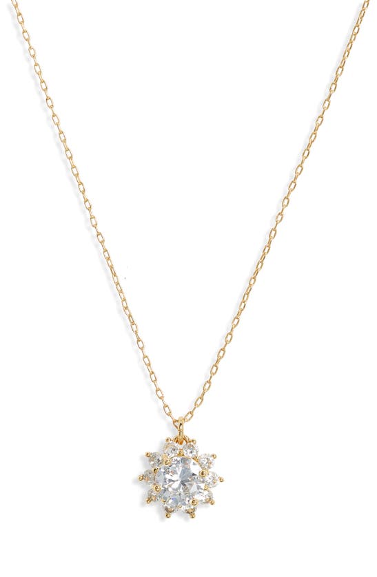 Kate Spade Sunny Crystal Halo Pendant Necklace In Clear.