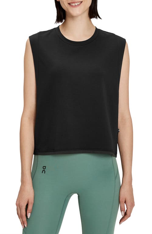 On Focus Sleeveless Running Crop Top Black at Nordstrom,