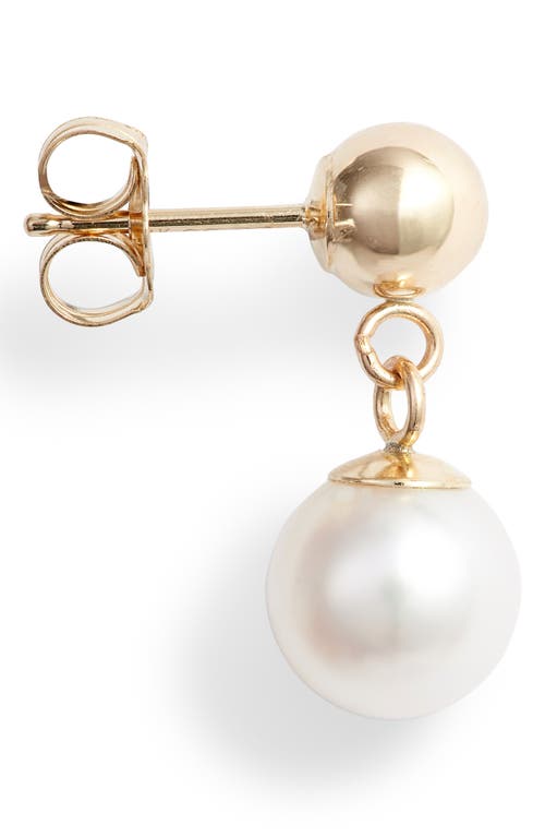 Shop Poppy Finch Pearl Drop Earrings In Yellow Gold/pearl