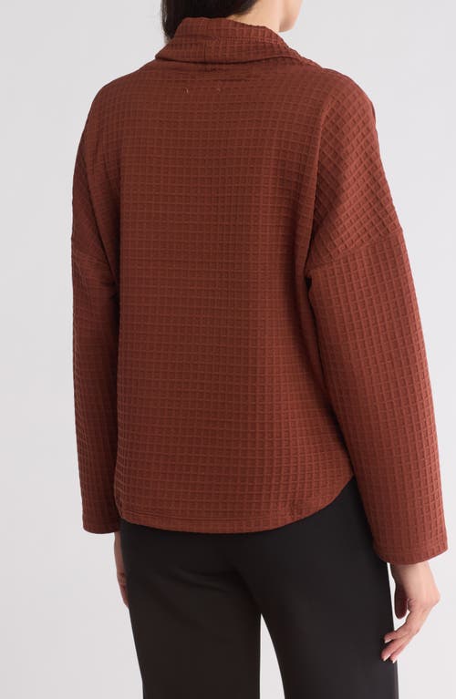 MAX STUDIO MAX STUDIO FUNNEL NECK WAFFLE KNIT PULLOVER