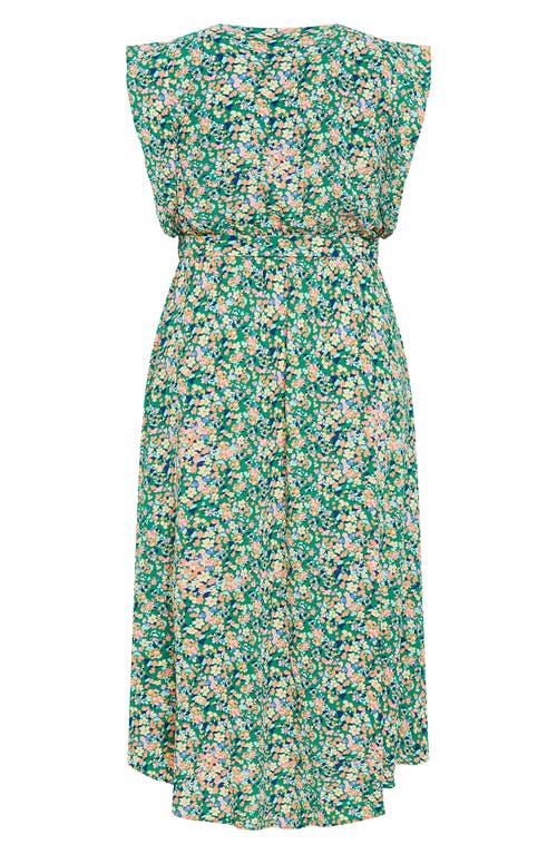 Shop City Chic Ditsy Floral Wrap Front Maxi Dress In Green Fl Fields