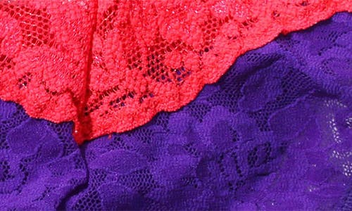 Hanky Panky Colorplay Original Lace Thong In Electric Purple/coral Gables