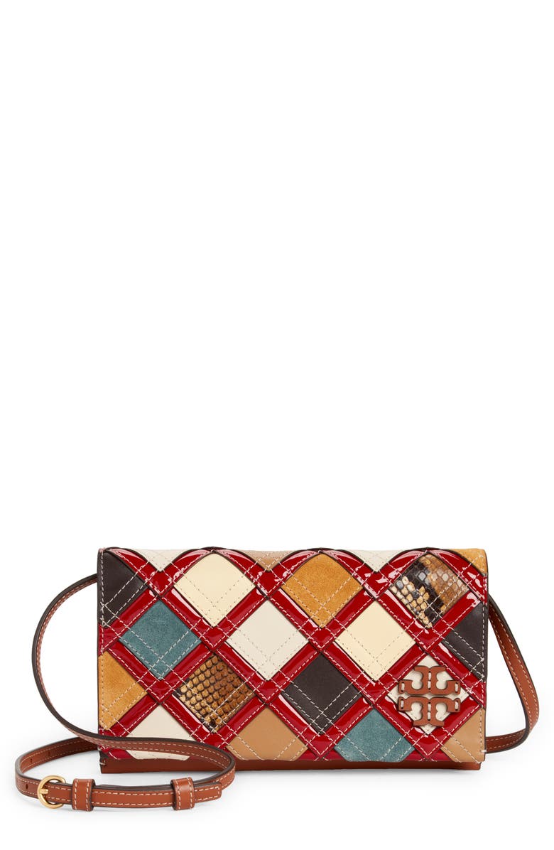 Tory Burch McGraw Patchwork Leather Wallet on a Strap | Nordstrom