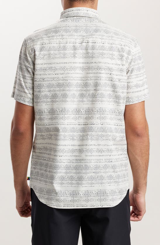 Shop Union Print Ub Tech Short Sleeve Stretch Aero Mesh Button-up Shirt In Ecru