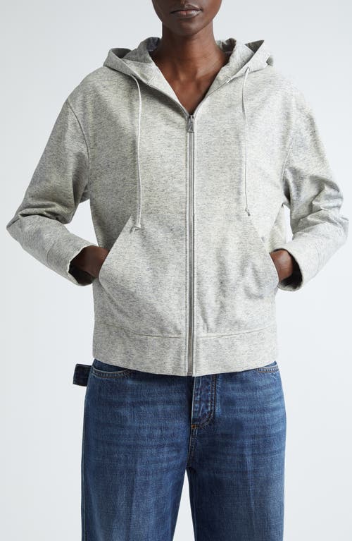 Bottega Veneta Heathered Jersey Print Leather Hoodie Light Grey Melange at Nordstrom,