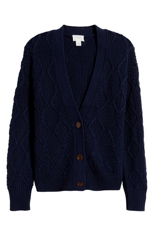 Shop Caslonr Caslon(r) Diamond Cable Knit Cardigan In Navy Blazer