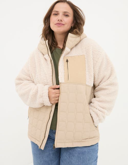 Shop Fatface Plus Size Honey Fleece Quilted Jacket In Dark Natural