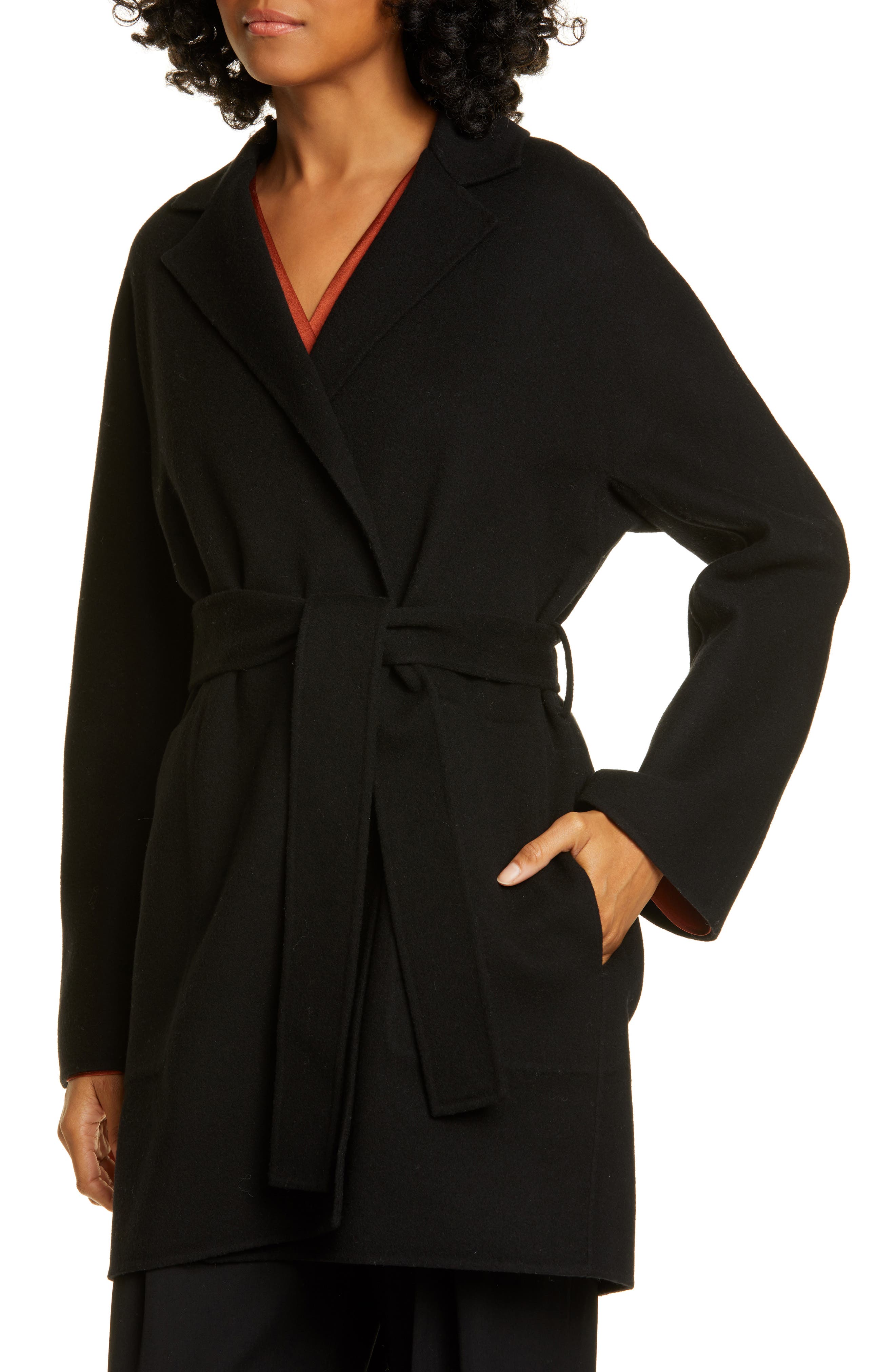 vince belted wool cardigan coat
