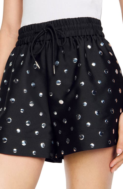 Shop Sandro Large Round Stud Shorts In Black