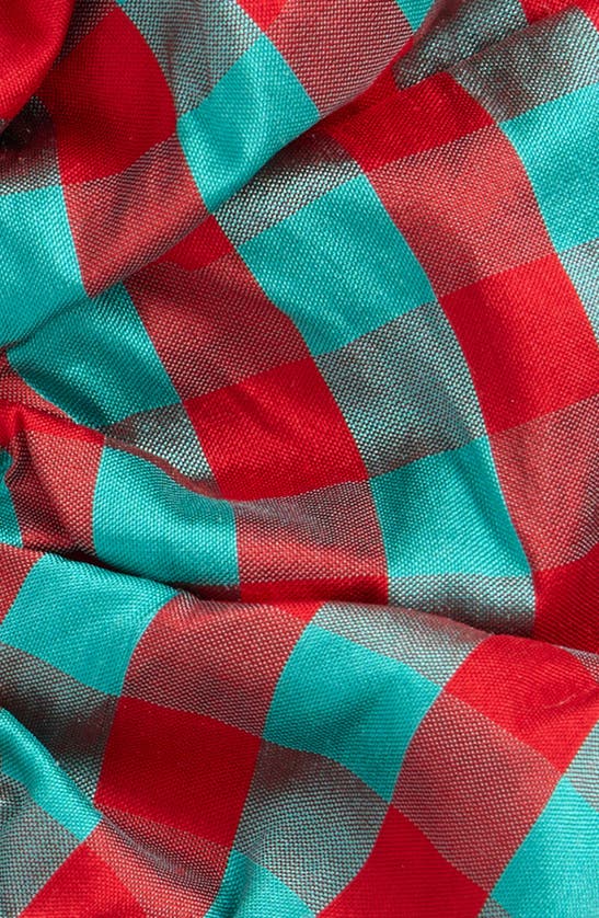 Shop Coming Of Age Oversize Silk Scrunchie In Gingham Red Turquoise