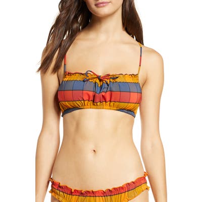Madewell Second Wave Ruffled Drawstring Bikini Top, Yellow