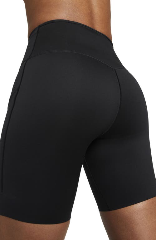 Shop Nike Dri-fit Firm Support High Waist Biker Shorts In Black/black