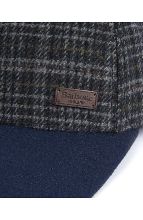 Shop Barbour Clyde Plaid Adjustable Tweed Baseball Cap In Navy/grey Plaid