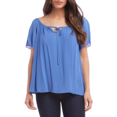 Karen Kane Flutter Sleeve Blouse, Blue