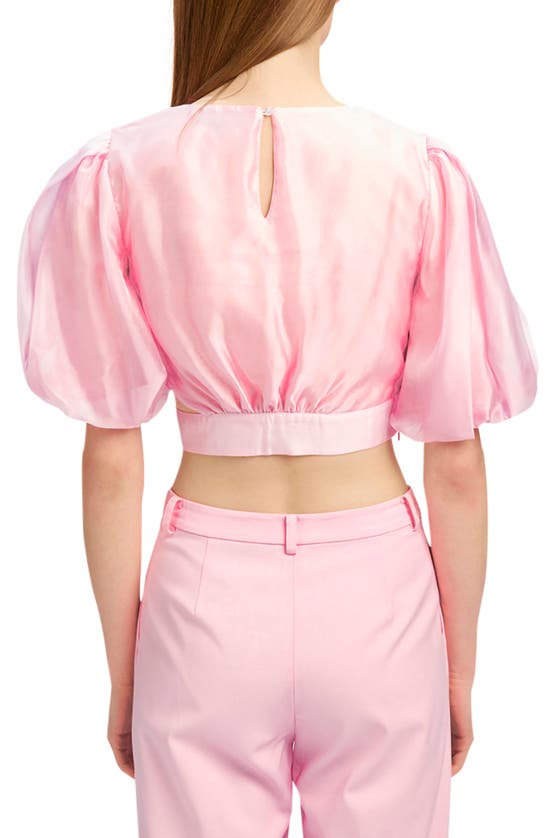 Shop Bardot Enya Cutout Organza Crop Top In Soft Pink