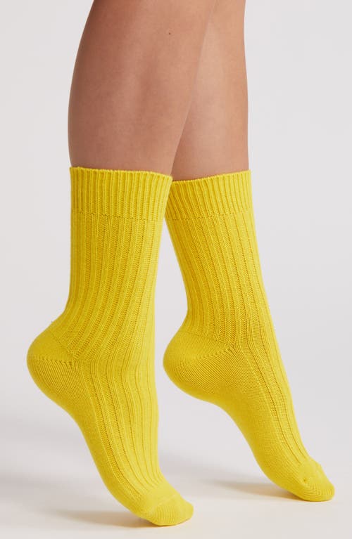 Casa Clara Rib Cotton Blend Crew Socks In Canary