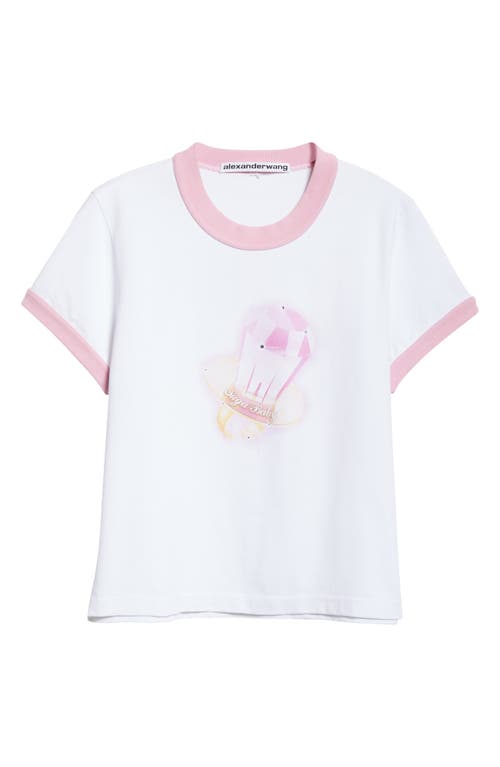 Shop Alexander Wang Sugar Baby Shrunken Ringer Graphic T-shirt In White/pink