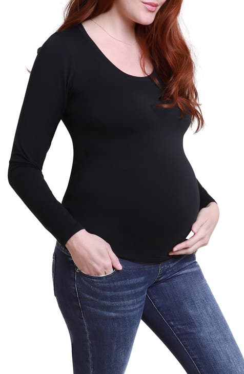 Long Sleeve Colorblock with Zip-Front Rash Guard Maternity Top - Isabel  Maternity by Ingrid & Isabel™ Blue Striped XXL