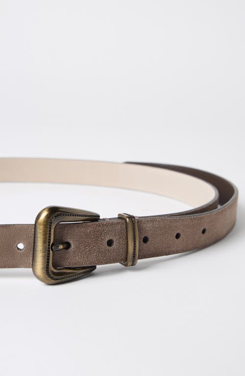 Shop Brunello Cucinelli Suede Calfskin Belt In Bark