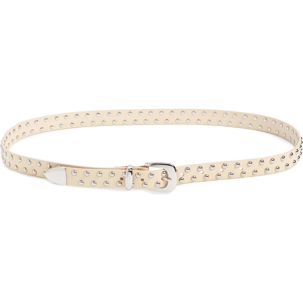 Madewell Western Stud Leather Belt In Ecru