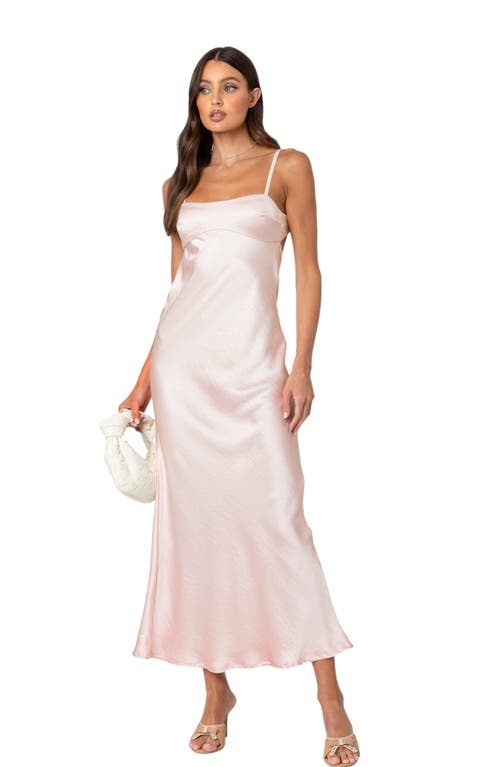 Shop Edikted Vienna Open Back Satin Dress In Light-pink