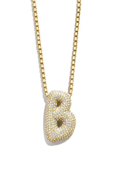 Pavé Crystal Bubble Initial Pendant Necklace in Gold B