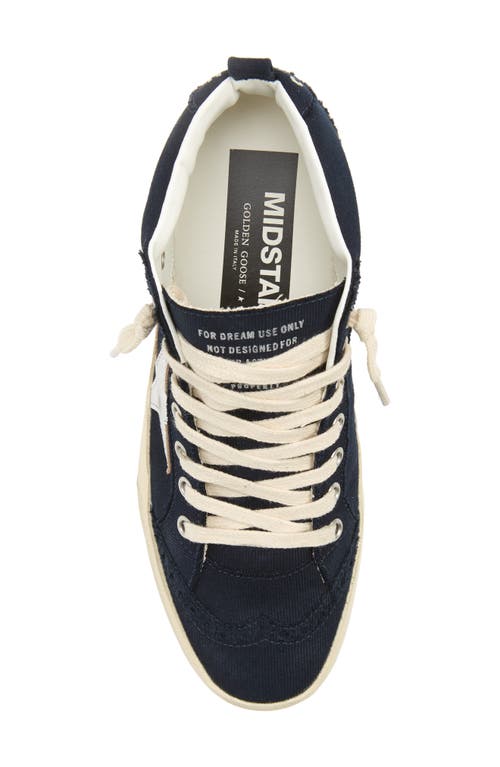 Golden Goose Mid Star Canvas Wing-tip Sneakers In Navy/silver