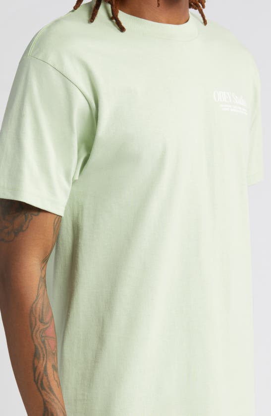 Shop Obey Studios Cotton Graphic T-shirt In Cucumber
