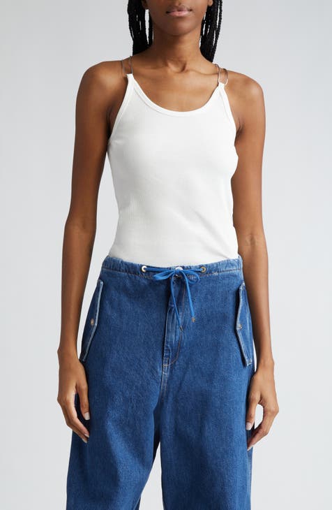 Black Rib Corset Tank Top by Dion Lee on Sale