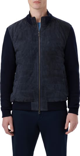 Mens suede 2025 sweater jacket