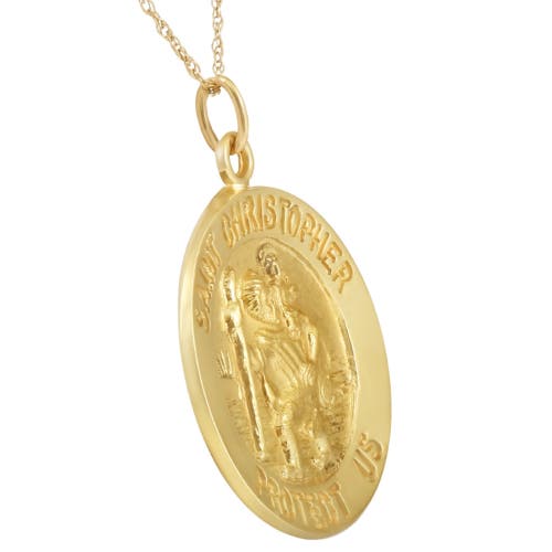Bliss Diamond 14k Gold St. Christopher Medal Pendant 1" Tall 3.5 Grams In Yellow Gold