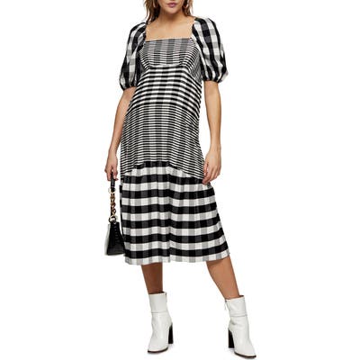Topshop Textured Check Maternity Midi Dress, US (fits like 2-4) - Black
