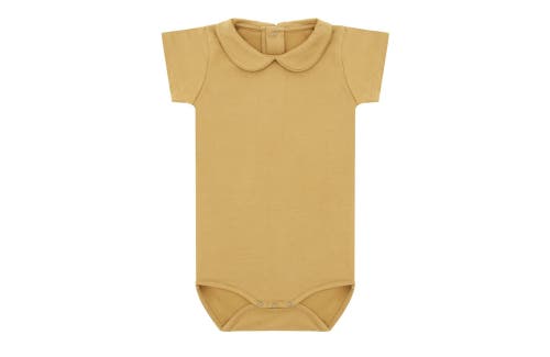 Vild House Of Little Ss Organic Cotton Collared Bodysuit In Clever Camel