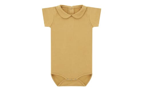 Shop Vild House Of Little Ss Organic Cotton Collared Bodysuit In Clever Camel