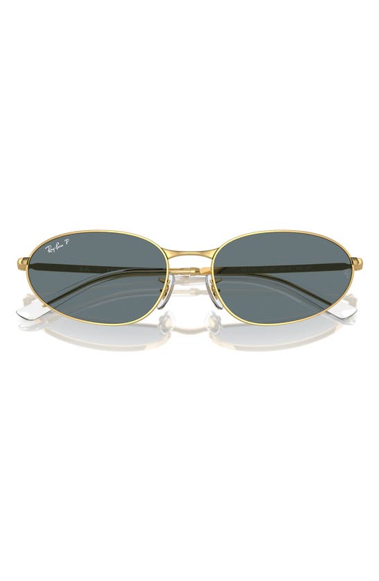 Ray Ban 59mm Polarized Oval Sunglasses In Gold Flash