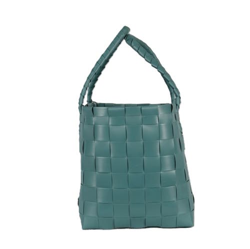 Shop Handed By Paris Recycled Plastic Tote Bag In Teal Blue