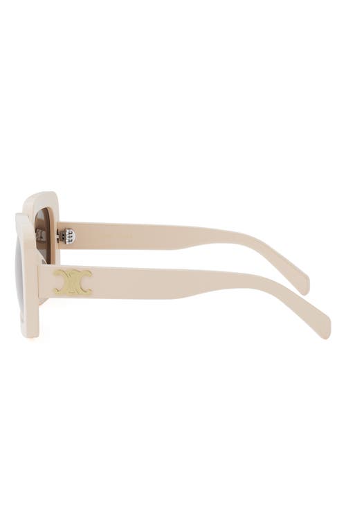 Shop Celine Triomphe 56mm Square Sunglasses In Ivory/brown