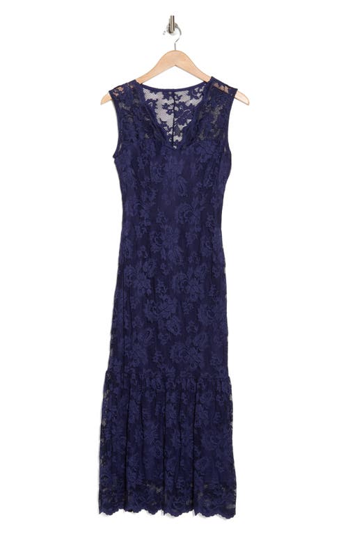 marina navy blue lace dress Marina navy blue tiered lace sequin/beaded occasion cocktail maternity dress S
