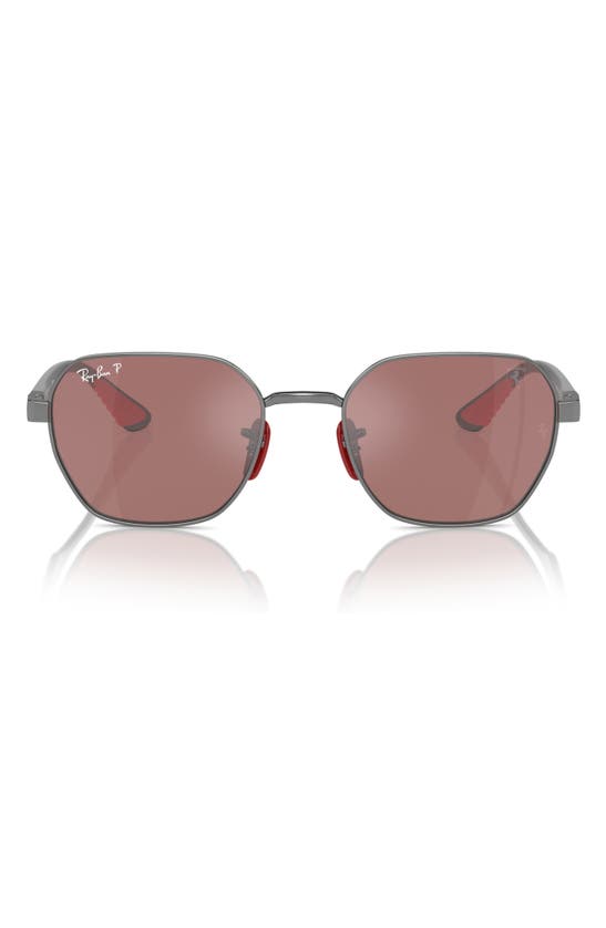 Shop Ray Ban Ray-ban X Scuderia Ferrari 54mm Polarized Chromance Irregular Sunglasses In Gunmetal