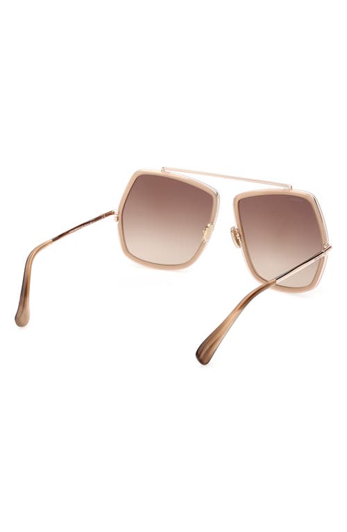 Shop Max Mara 64mm Gradient Oversize Geometric Sunglasses In Beige Horn/gradient Brown