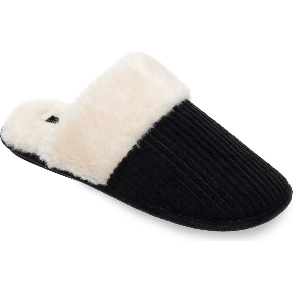 CUDDL DUDS CUDDL DUDS FAUX FUR LINED CORDUROY SCUFF SLIPPER