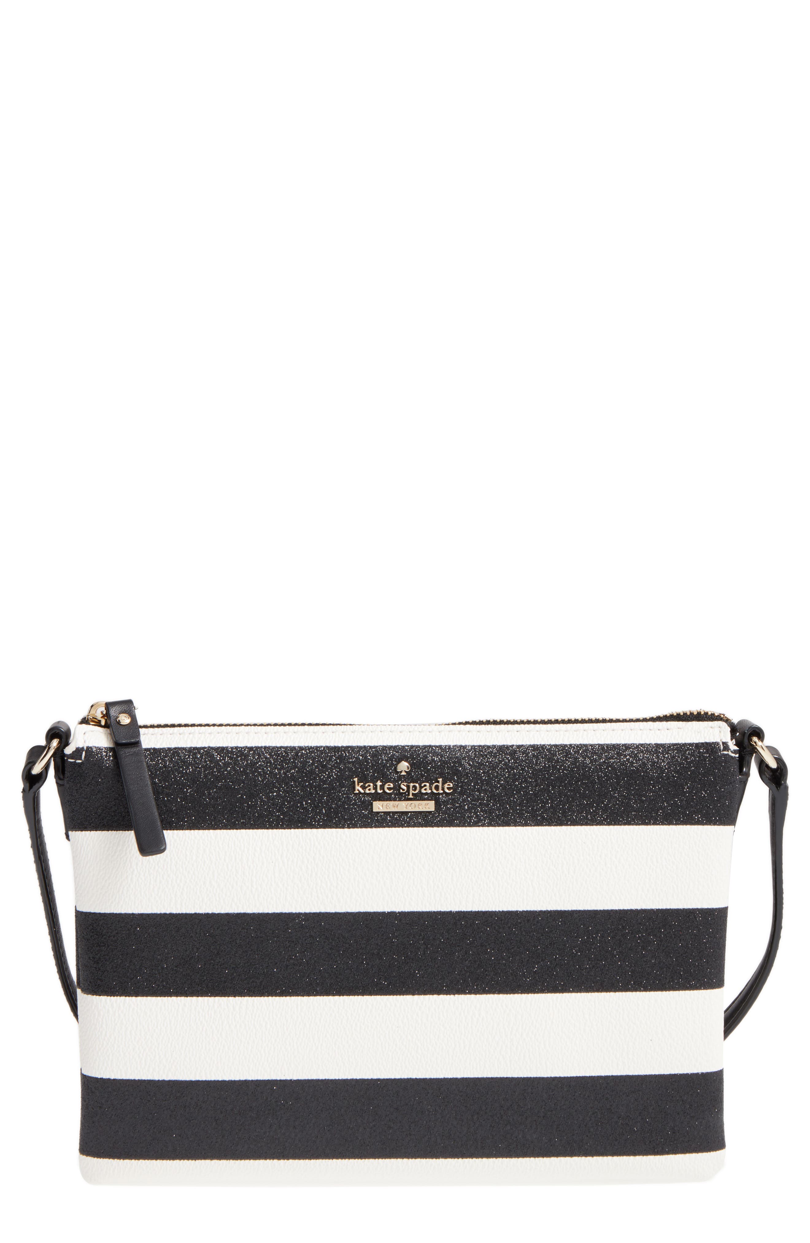 kate spade black and white striped crossbody