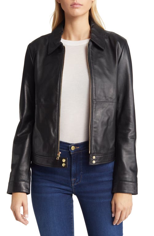Cole Haan Signature Leather Bomber Jacket in Black